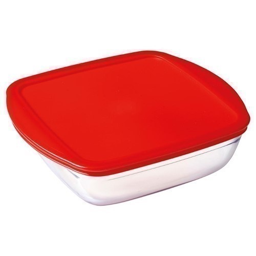 RECIPIENTE CUAD. OCUISINE C/TAPA ROJA COOK&ST 0.35